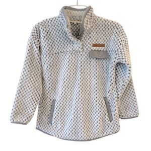 Simply Southern White and Gray Textured Pullover Youth Girls Kids Large